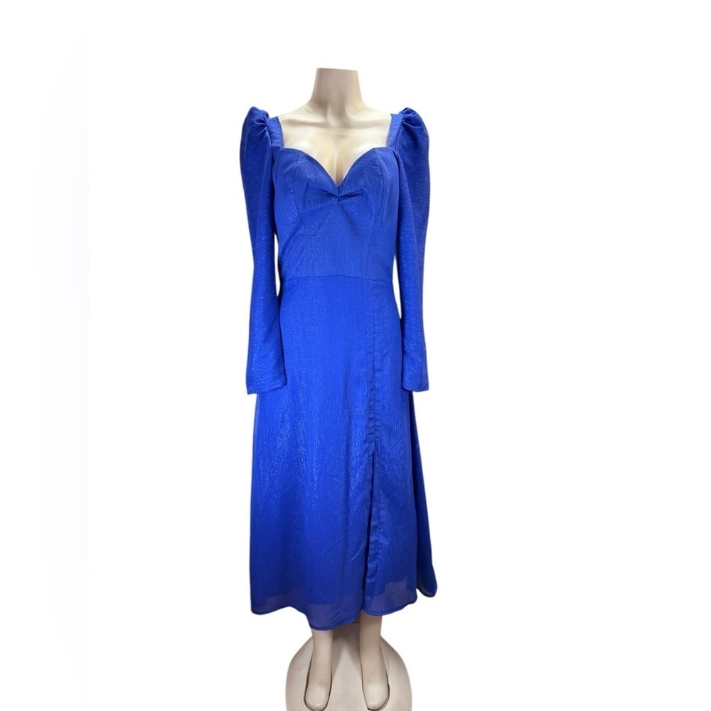 Rendoll Lagos.Blue Sweetheart Neckline Gown with Puff Sleeves - Picture 2 of 10